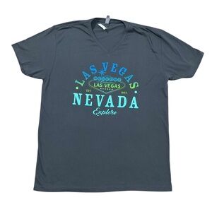 Las Vegas Nevada Explore Graphic Tee  Gray V-Neck Next Level NWT